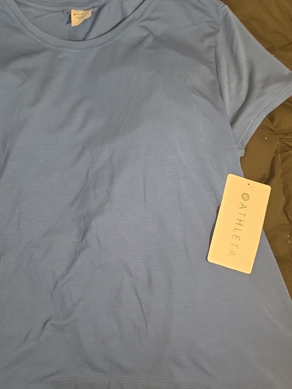 Nwt Athleta Blue Short Sleeve Air Out Cinch Tee Size Medium Reg. $59.00
